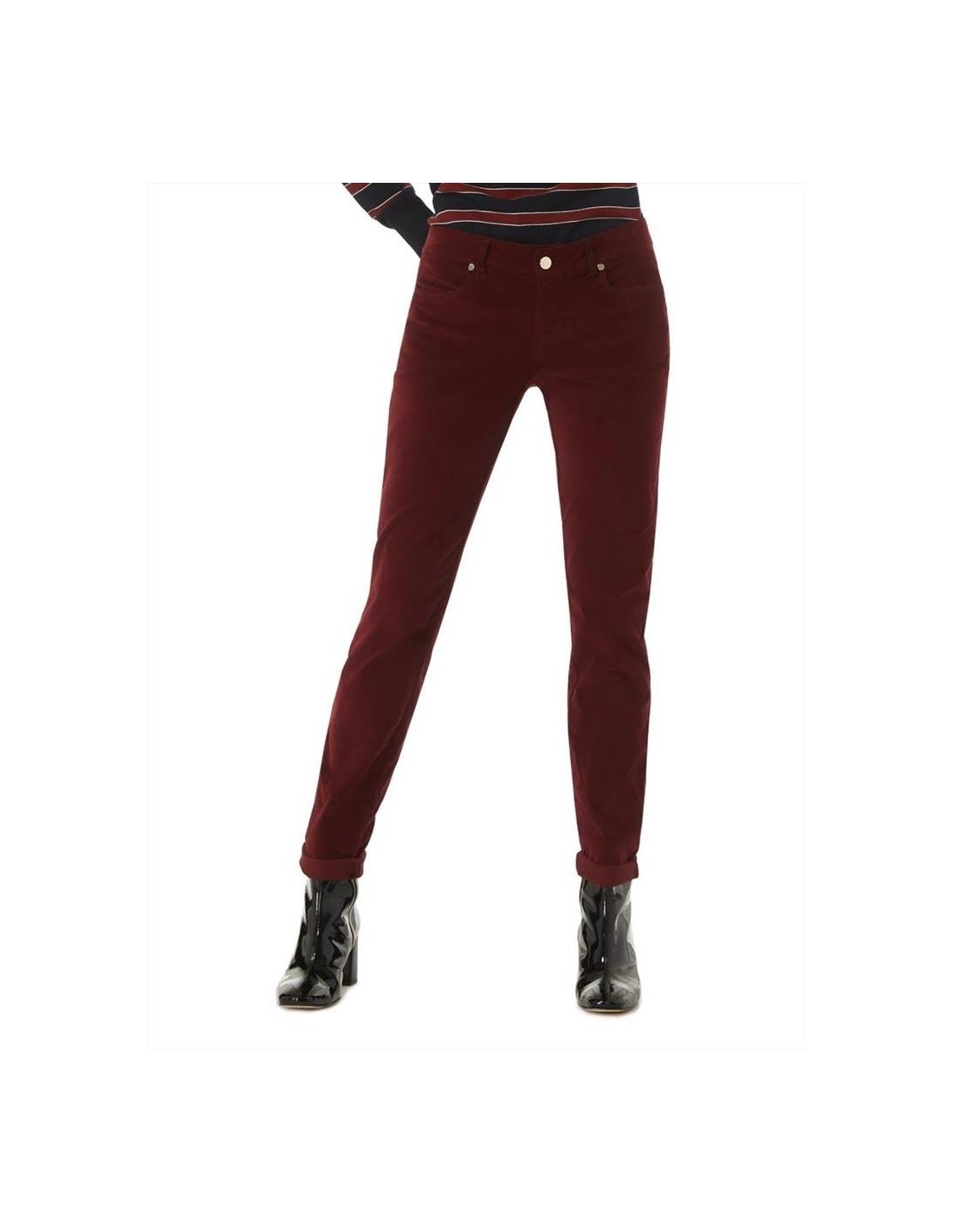 I Blues Cactus pantalone da donna cinque tasche in velluto liscio