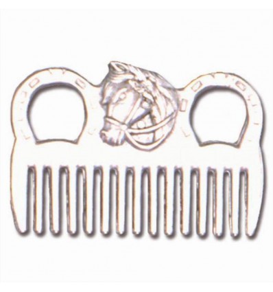 Tattini pettine per criniera in alluminio con testa di cavallo.